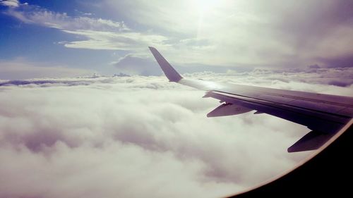 Cropped image of airplane flying over landscape