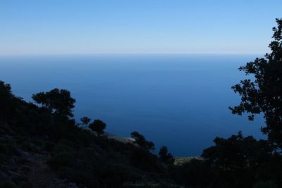 Scenic view of sea against clear sky