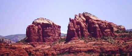 Scenic view of rocky mountains against clear sky