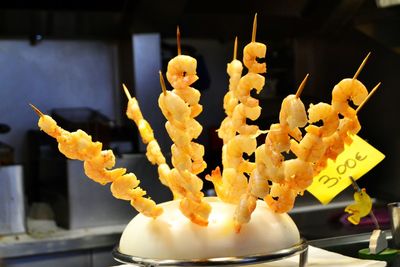 Close-up of food arranged on table