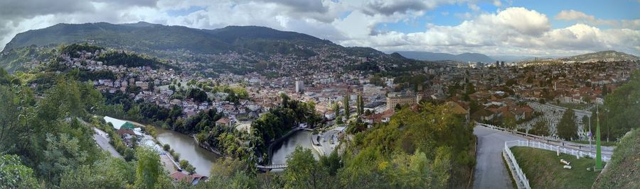 Panoramic view of townscape against sky