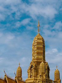 Low angle view of temple building against sky