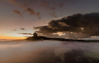 Scenic view of landscape against cloudy sky