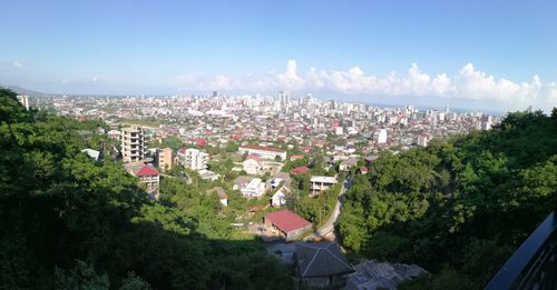 High angle view of townscape against sky