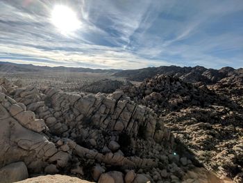 Scenic view of rocky mountains against sky