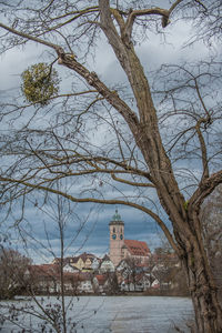 Bare tree against sky during winter