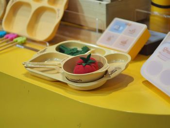 High angle view of food on table
