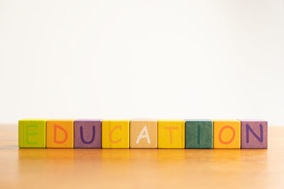 Close-up of toys against white background