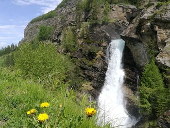 Scenic view of waterfall