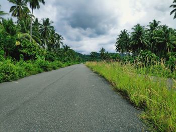 Road amidst trees against sky