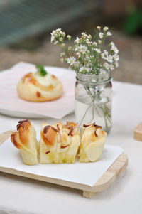 Close-up of food in plate on table