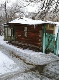 Houses on snow covered landscape