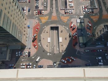 Aerial view of cars on city street
