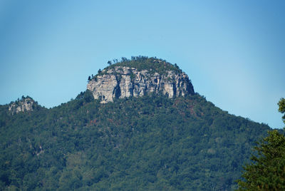 Low angle view of castle against clear blue sky