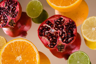 Close-up of fruits in glass