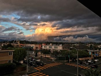 View of city at sunset