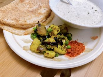 Close-up of food in plate on table