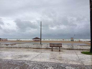 Scenic view of sea against storm clouds