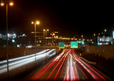 Light trails on highway at night