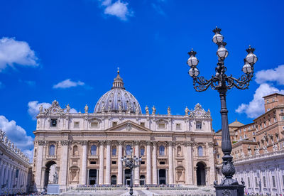 Low angle view of cathedral against blue sky