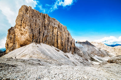 Cantinaccio mountain peak panorama in val di fassa dolomite, trentino alto adige, italy