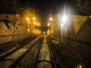 Railroad track at night