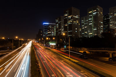 High angle view of city at night