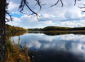 Scenic view of lake against sky