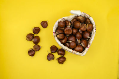 High angle view of coffee beans on table