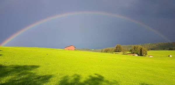Scenic view of rainbow against sky