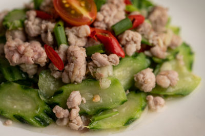 Close-up of salad served in plate