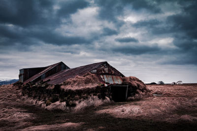 Shelter with dramatic sky behind