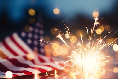 Close-up of sparkler at night