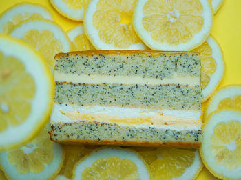 Lemon, lemon cake, sliced cake, cake, dessert, citrus