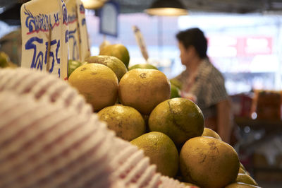 Close-up of fruits for sale at market stall