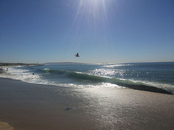 Scenic view of sea against clear sky