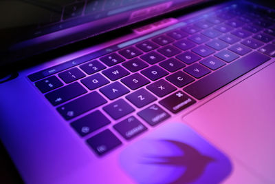 High angle view of computer keyboard