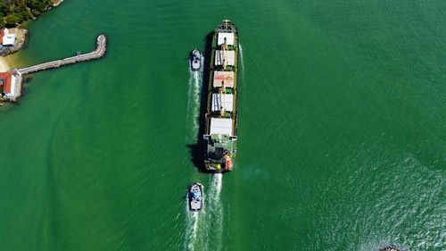 High angle view of boat in sea