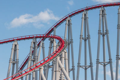 Low angle view of rollercoaster against sky