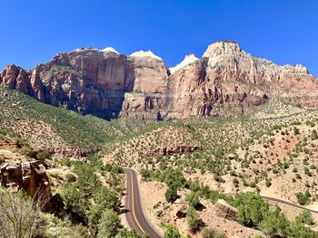 Panoramic view of landscape against clear sky