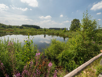 Scenic view of lake against sky