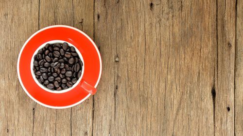 Directly above shot of coffee beans on table