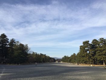 Road amidst trees against sky