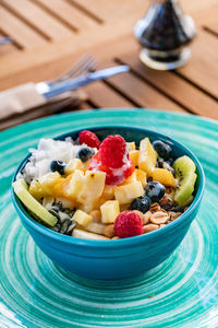 Close-up of food in plate on table