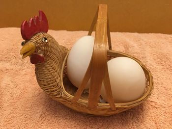 Close-up of wicker basket on table