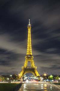 View of illuminated eiffel tower