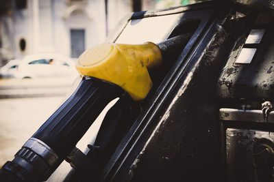 Close-up of yellow car