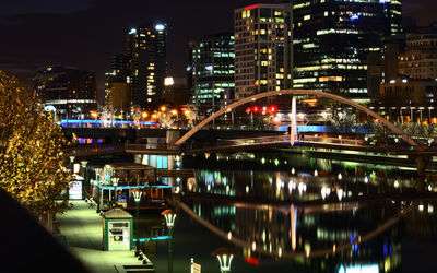 Illuminated cityscape at night