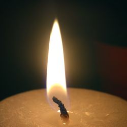 Close-up of illuminated candle