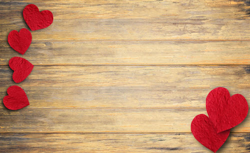 Directly above shot of heart shapes on table